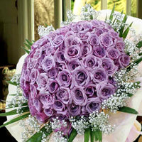 99 Natural Classic Purple Roses Bouquet (Kindly order 2 days advance)