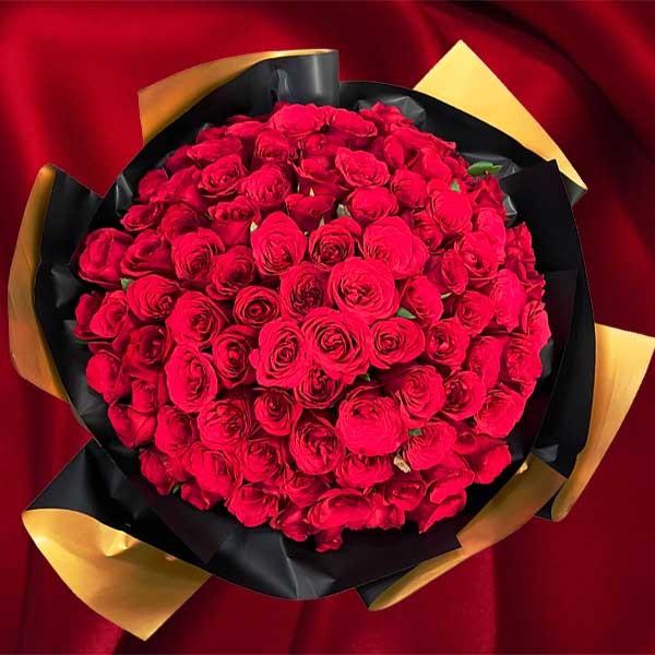 99 Red Roses Hand Bouquet - Kindly order one day in advance ( Same day delivery pls call us )