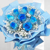 8 Blue Roses With Baby's Breath Hand Bouquet