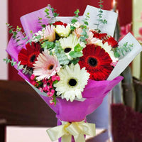 12 Mixed Gerbera Handbouquet