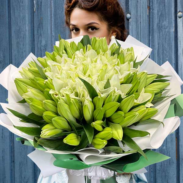 99 White Lily Hand Bouquet