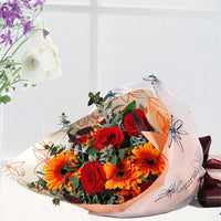 Red Roses & Orange Gerbera Bouquet Delivery