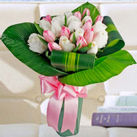 10 Tulips & 12 Roses Hand Bouquet