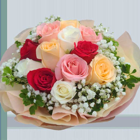 12 Mixed Roses Handbouquet