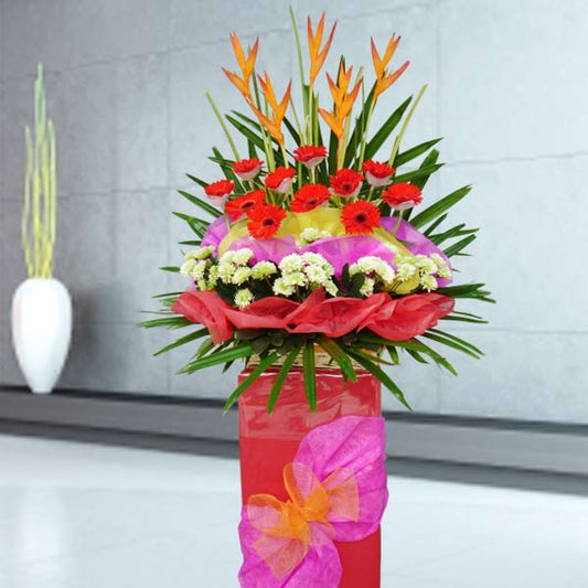 Red Gerberas Flowers Arrangement 5 feet Height