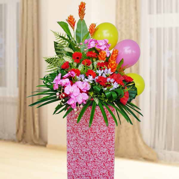 Artificial Orchids &amp; Ginger Flowers With Fresh Gerbera Flowers