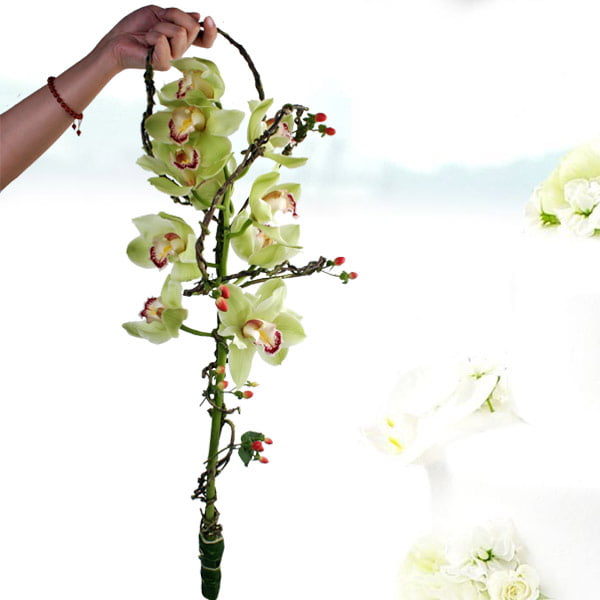 Hand Carry &quot;Green Cymbidium Orchid&quot; bouquet