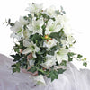 Artificial White Lilies & Roses Hand Bouquet