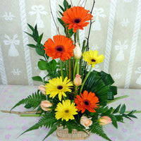 Mixed Gerbera & Roses Table Arrangement