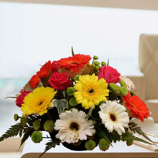 12 Gerberas & 6 Roses Small Arrangement