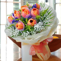 10 Orange Tulips Handbouquet