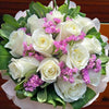 12 White Roses With Static Hand Bouquet